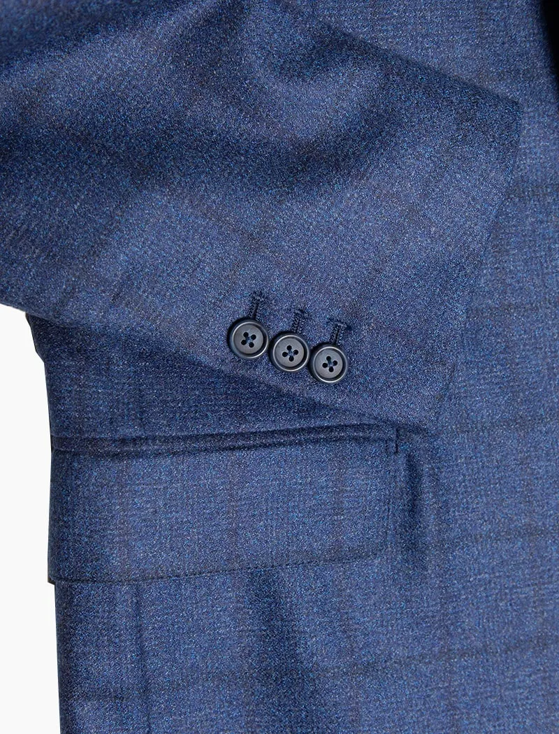 Royal Blue Large Check Wool Blazer