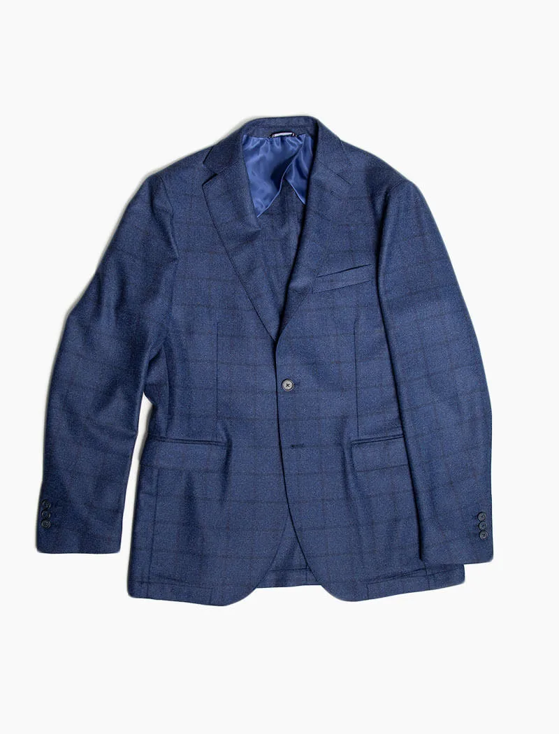 Royal Blue Large Check Wool Blazer