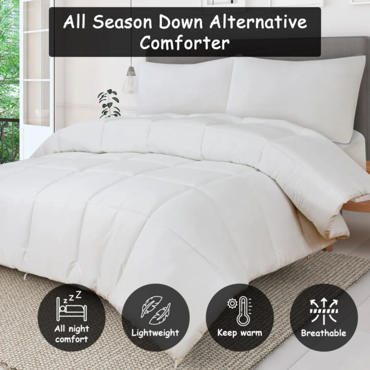 Royale All Season Down Alternative Bedding Lightweight Quilted Comforter with Corner Tabs