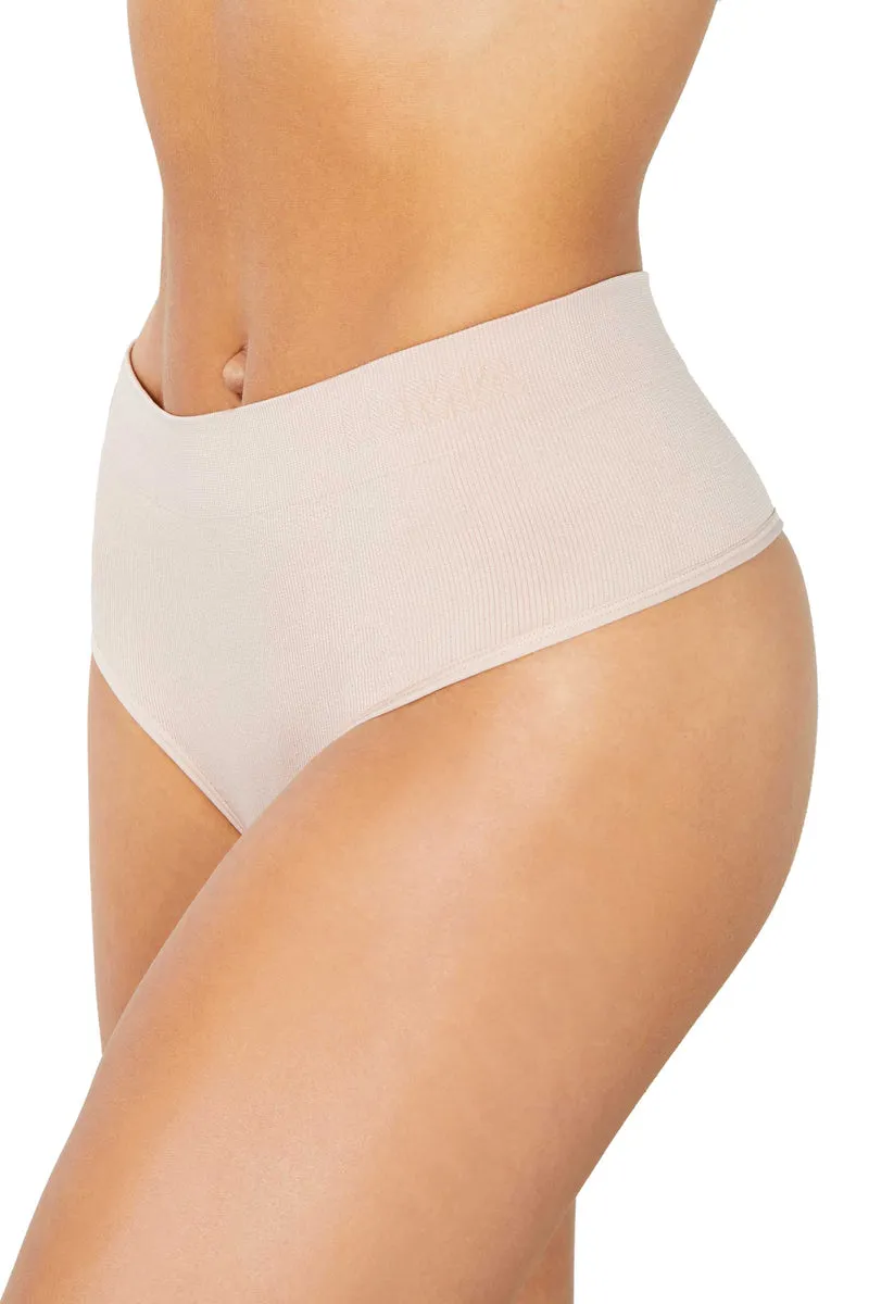 SAND HIGH SCULPT THONG RIB