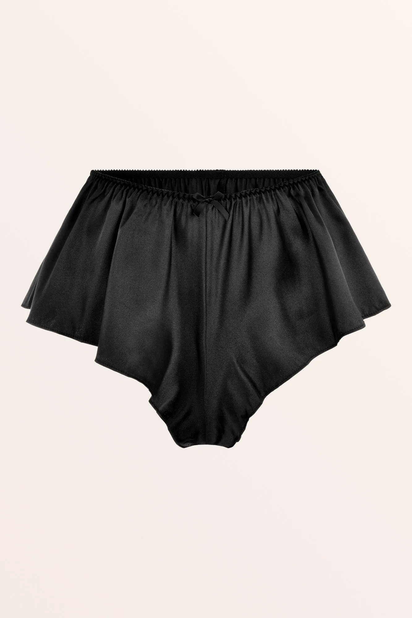 Satin Fluted French Knickers - Black