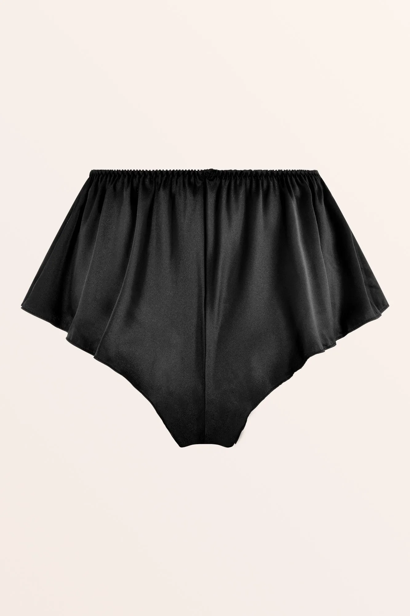 Satin Fluted French Knickers - Black