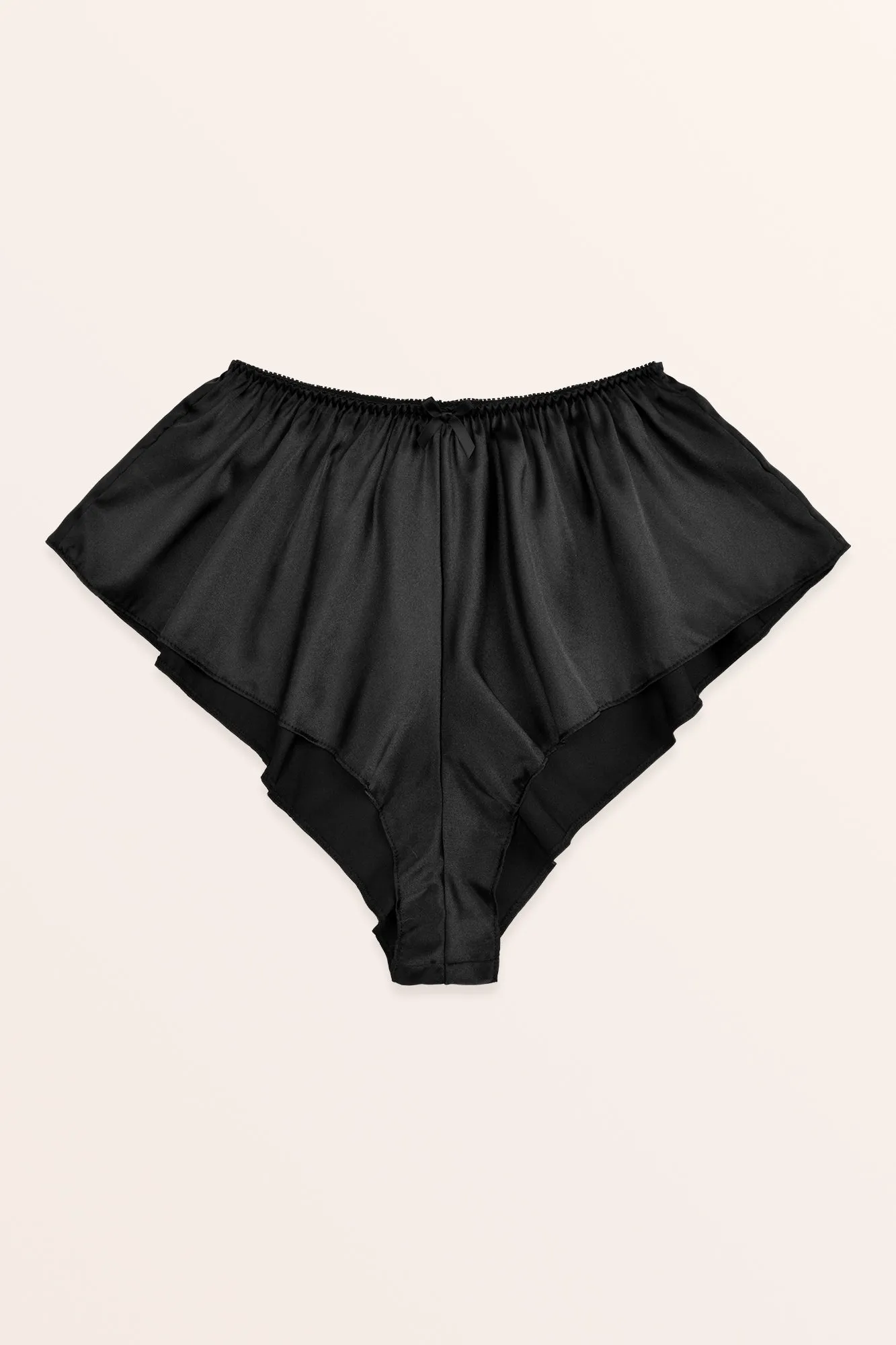 Satin Fluted French Knickers - Black