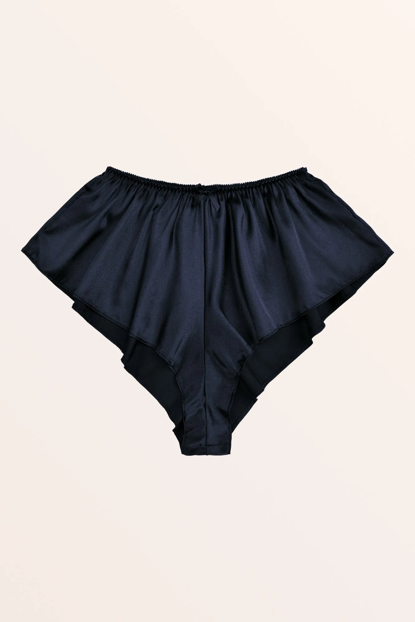 Satin Fluted French Knickers - Midnight Blue