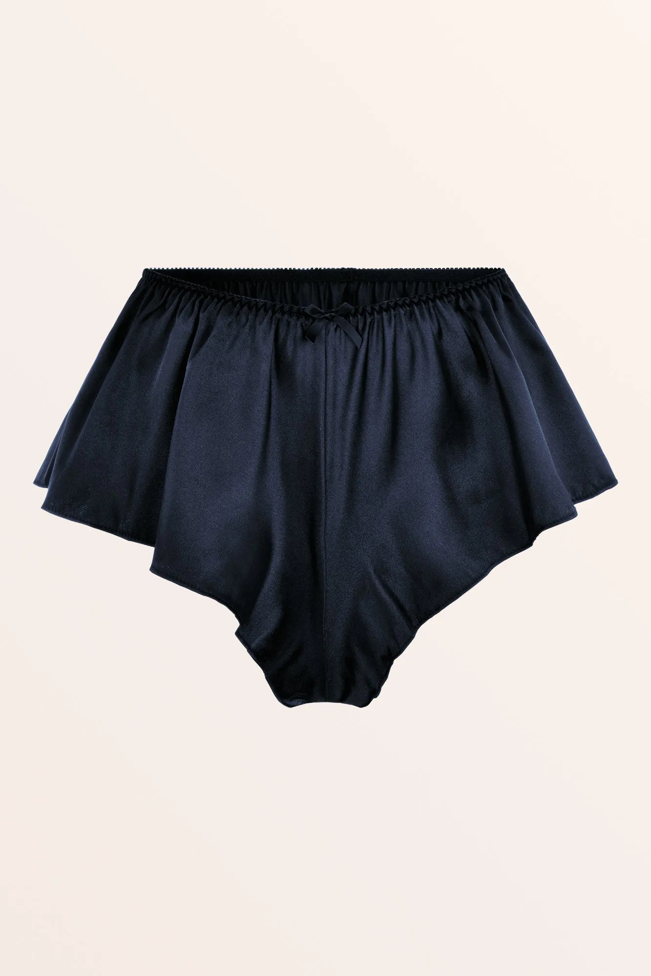 Satin Fluted French Knickers - Midnight Blue