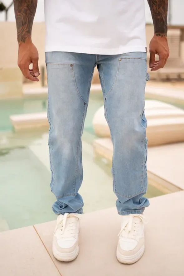 Sinners Attire Carpenter Jeans - Light Blue