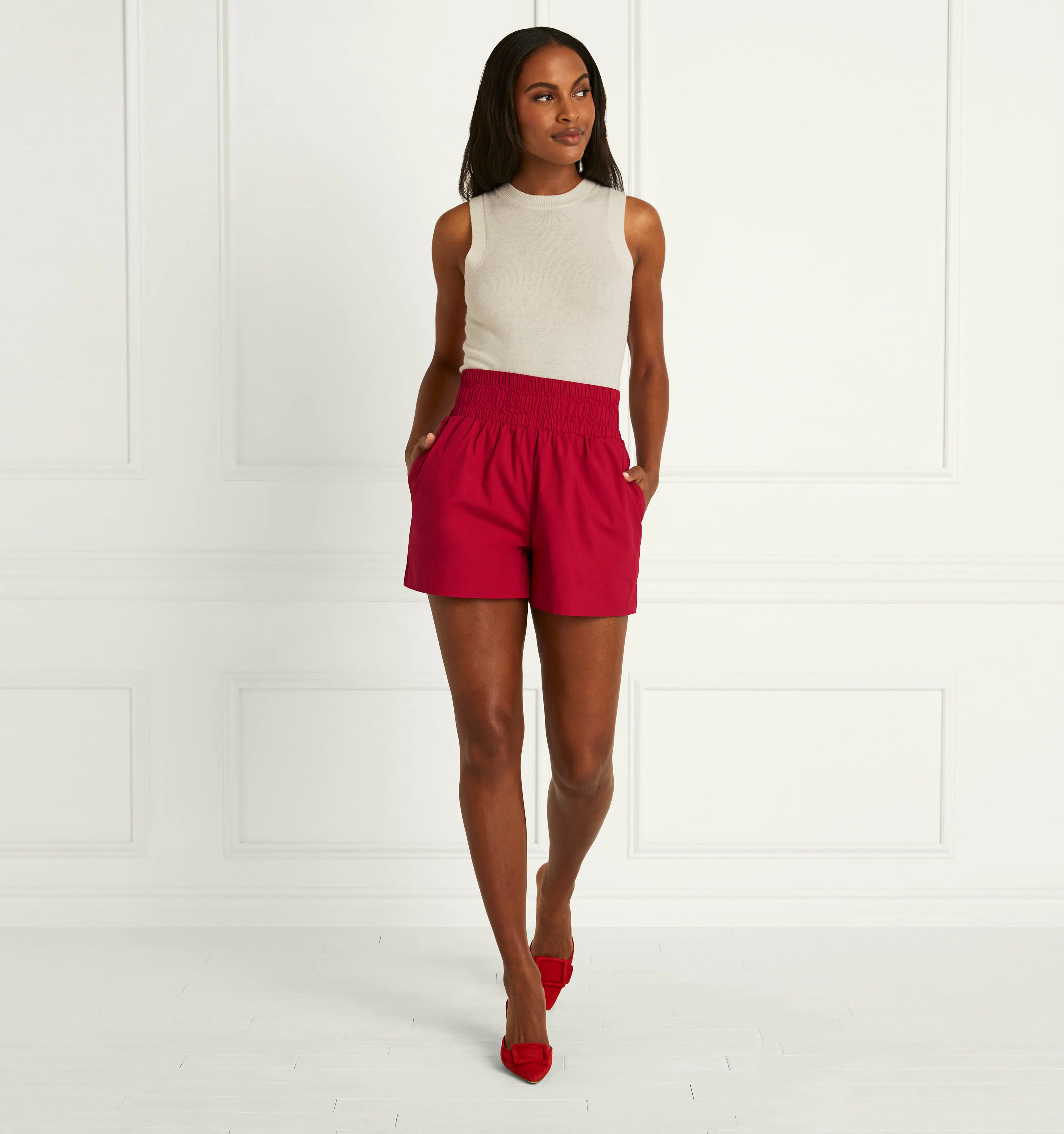 The Livie Nap Shorts - Victorian Red Cotton