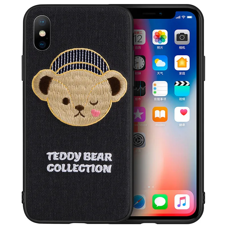 UKA Teddy Bear 3D Embroidery Back Case Cover