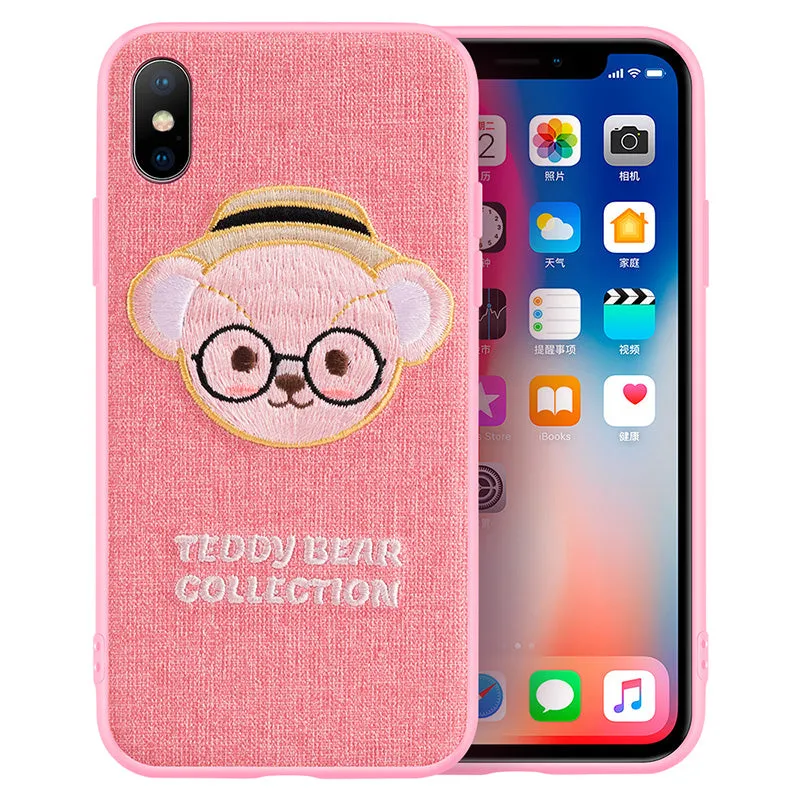 UKA Teddy Bear 3D Embroidery Back Case Cover