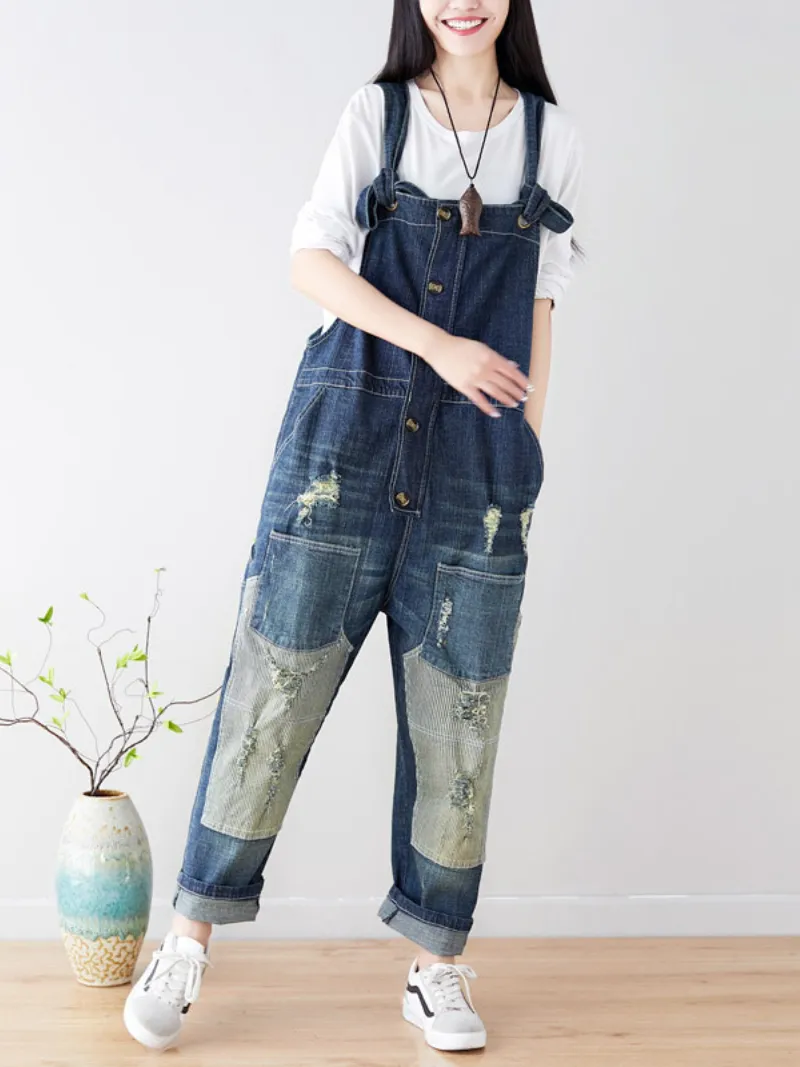 Vintage-Inspired Denim Overalls Dungarees for Women