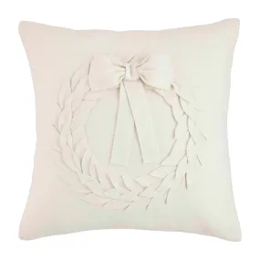 White Felt Wool Wreath Pillow